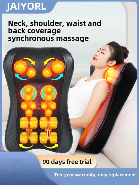 JAIYORL Shiatsu Neck Massage Pillow Electric Cushion Back Massager Deep with Heat Tissue Kneading for Shoulder Relax Muscles