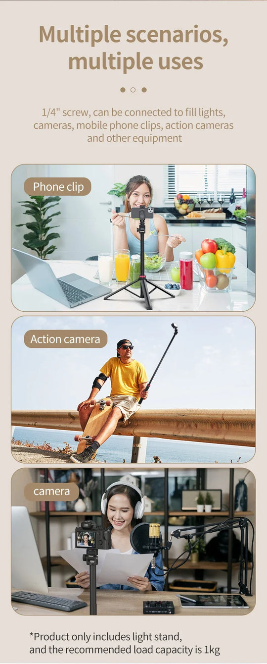 Ulanzi MT-79 2M Portable Universal Tripod Aluminum Alloy Lamp Holder Support LT028 Fill Light Lightweight Camera Action Camera