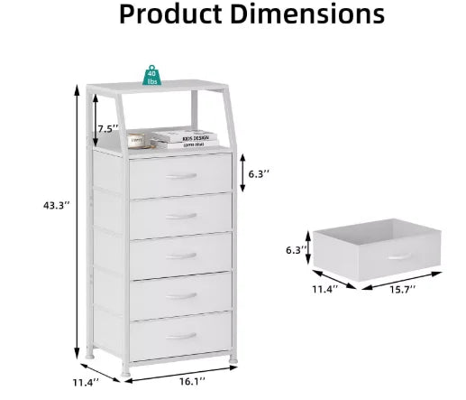 Furnulem Night Stand With Charging Statio 28.3 Inch Tall Side Table With Fabric Drawers And Storage Shelf Bedside Table With