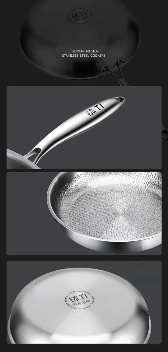 Titanium Frying Pan Thickened Non-Stick Non-Coating Hammer Pattern Fried Steak Pan Gas Stove Pot Induction Kitchen Cookwarev