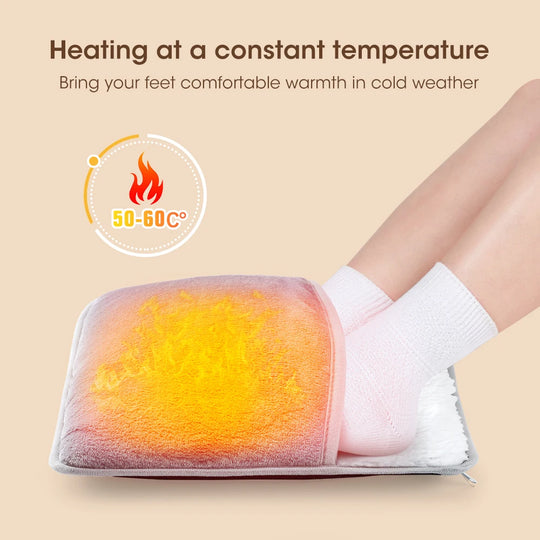 Winter Electric Foot Heating Pad USB Charging Soft Plush Washable Foot Warmer Heater Improve Sleeping Household Foot Warming Mat - Jscomfortzstore