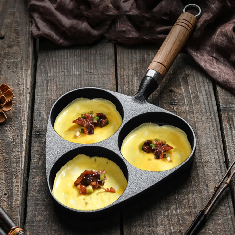 3/4/5 Hole Cast Iron Omelet Pan Non-Stick Cooking Egg Ham Pan Breakfast Grill Cooking Pot Egg Frying Pan Pancake Pan