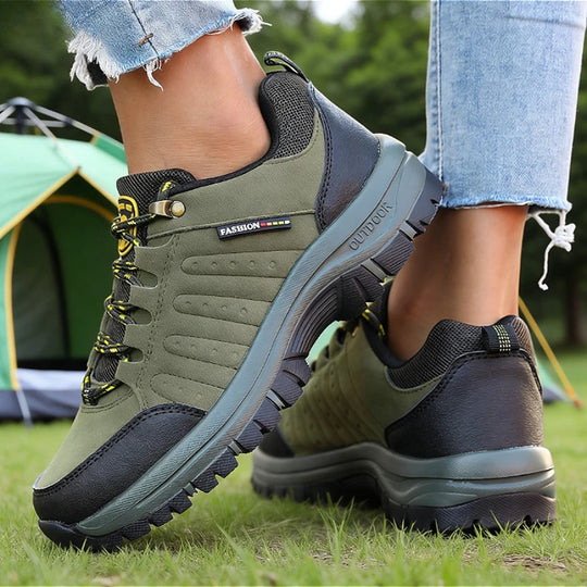 Suede Leather Women Hiking Shoes All-terrain Sneakers Breathable Wear-resistant Mesh Non-slip Hiking Shoes Outdoor Cycling Shoes