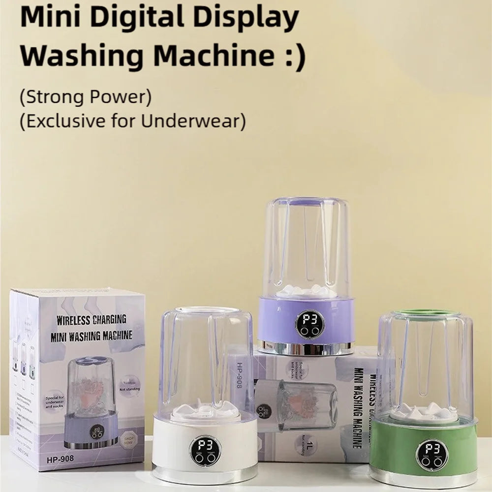 Cordless 1L Mini Washer USB Rechargeable 3000mAh 2-Speed Portable For Travel Socks Underwear Clothes Washing Cups