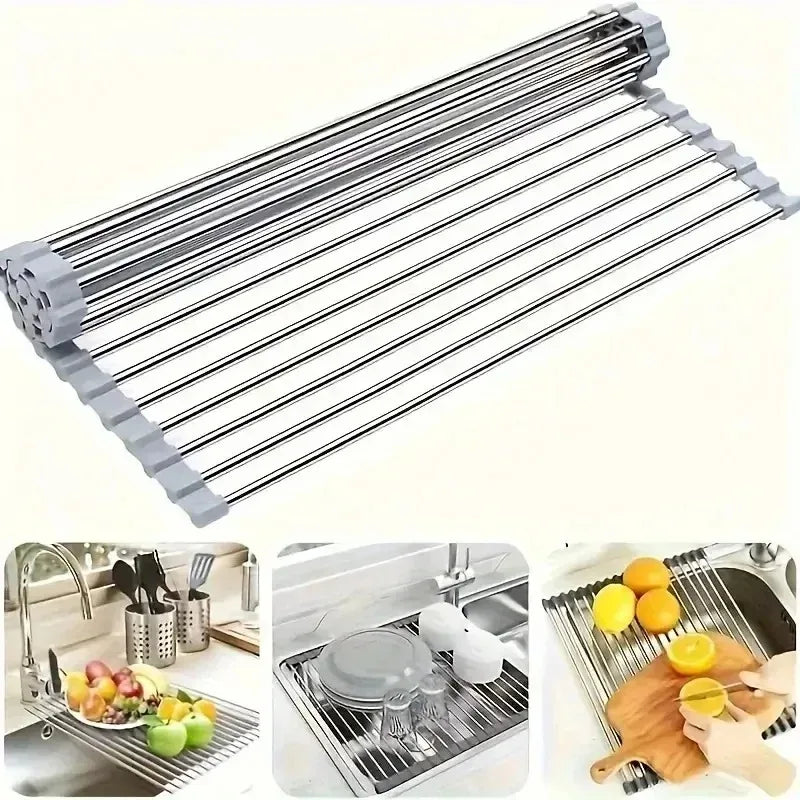 Silicone & Stainless Steel Fruit & Vegetable Dish Drainer