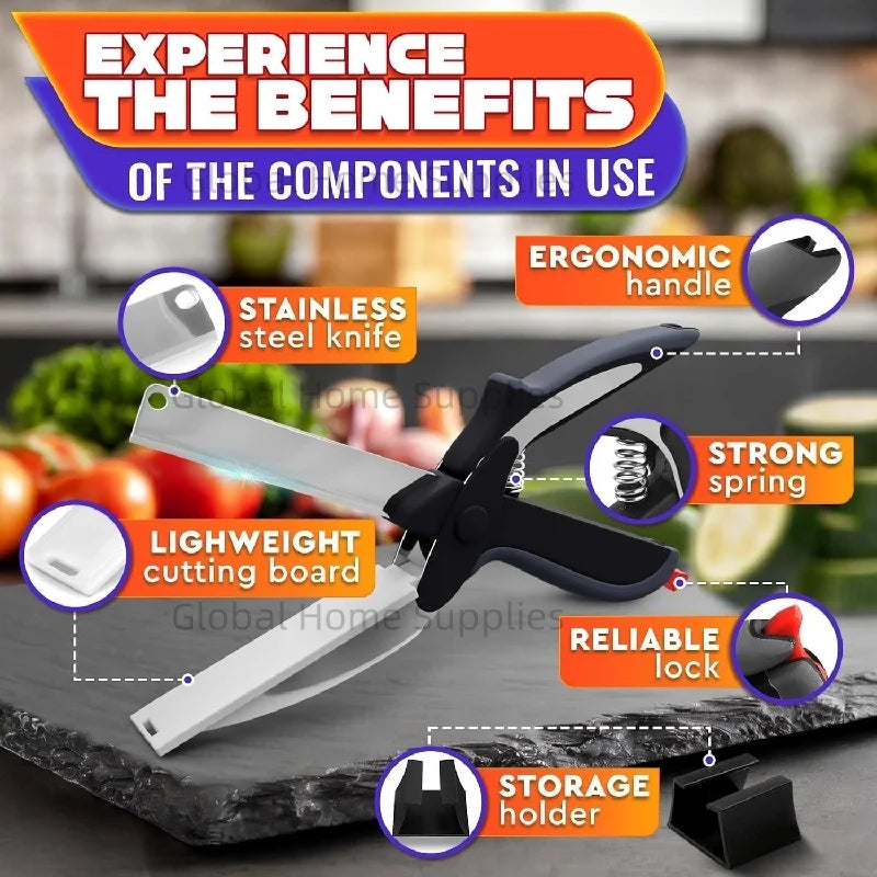 2-in-1 Food Scissors with Cutting Board