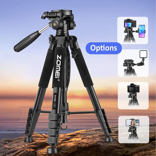 DSLR & Video Camera Stand with Phone Holder for Phones and Cameras
