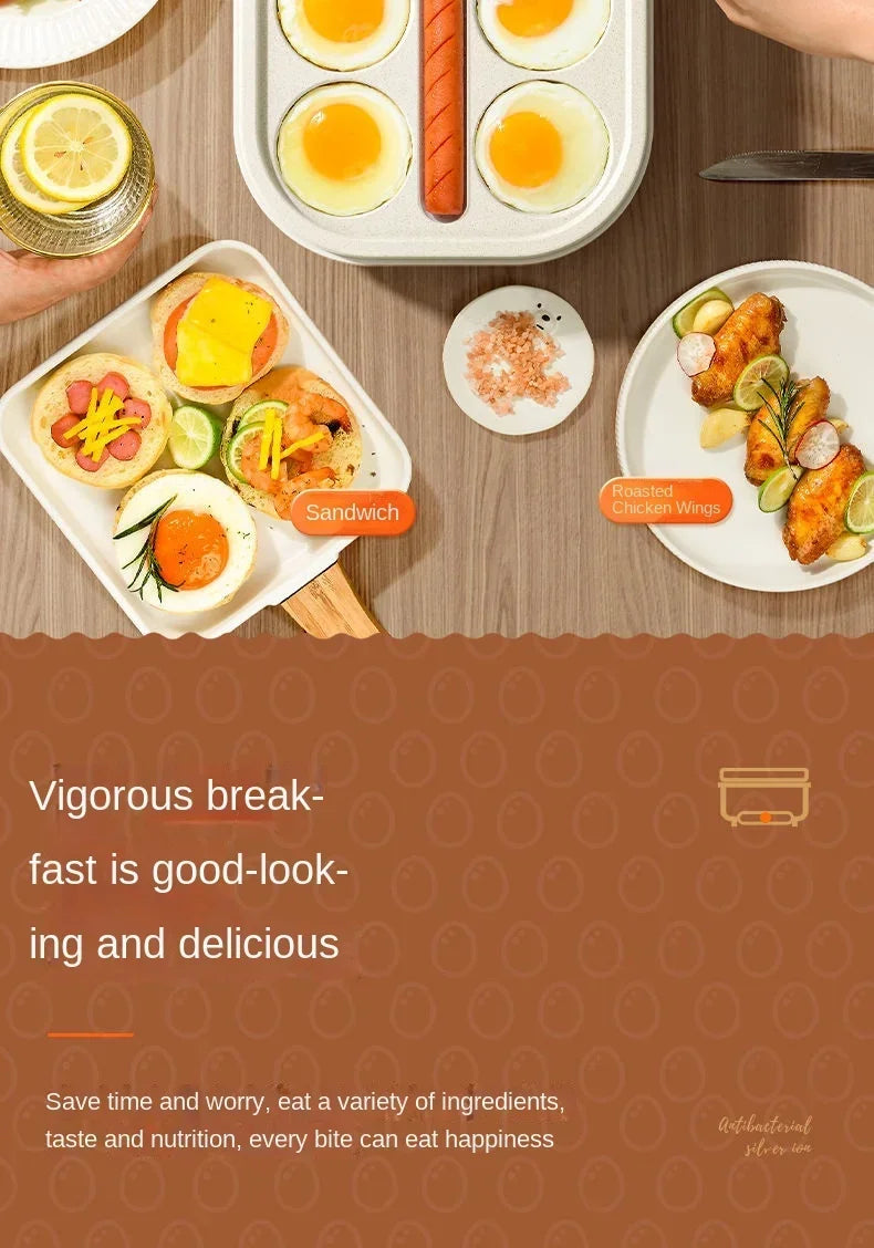 Fried egg barbecue burger machine non-stick small flat household frying pan breakfast egg burger pancake pan four-hole fried egg