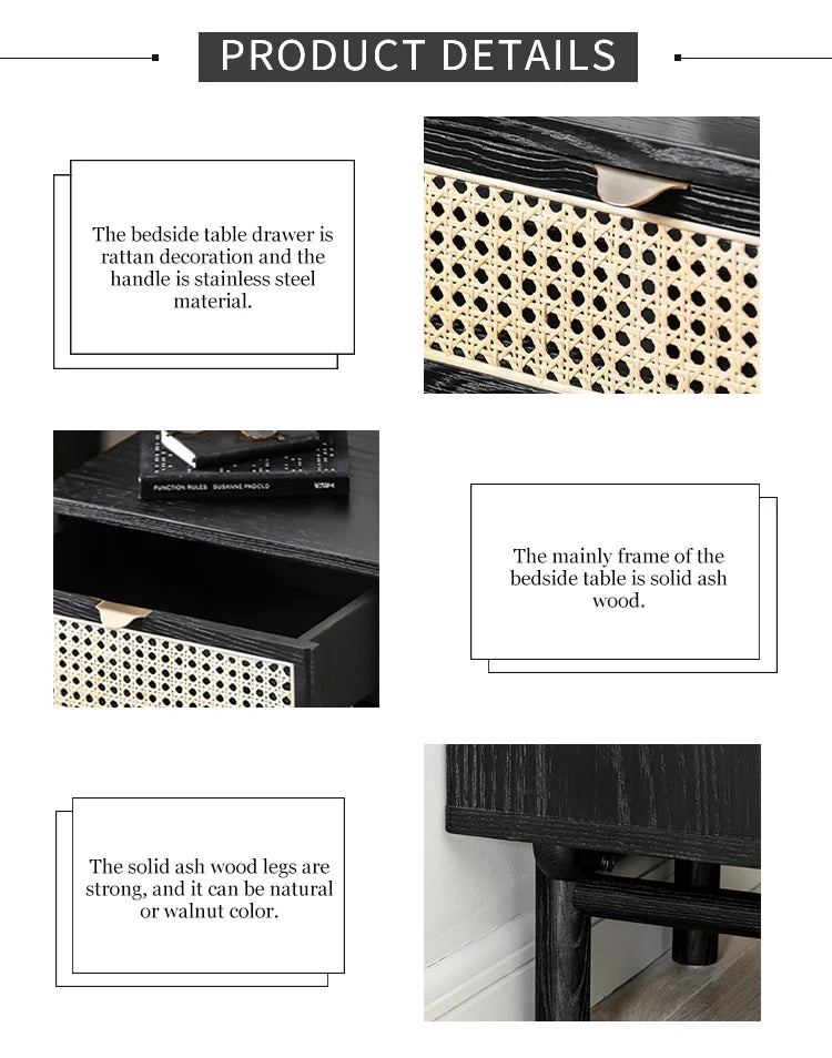 Modern Bedroom Furniture Wooden Bedside Table Nightstand Cabinet Bed End Side Table With Drawer For Home Use