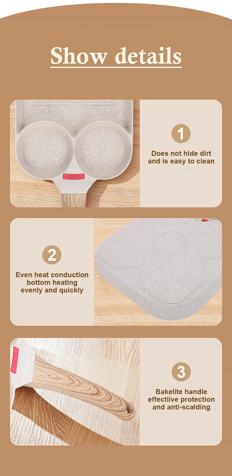 Four Holes Egg Pancake FYI Pan Frying Nonstick Pans and Pot Skillet 4 Eggs Stove Omelet Ham Maker for Kitchen Tool with Lid