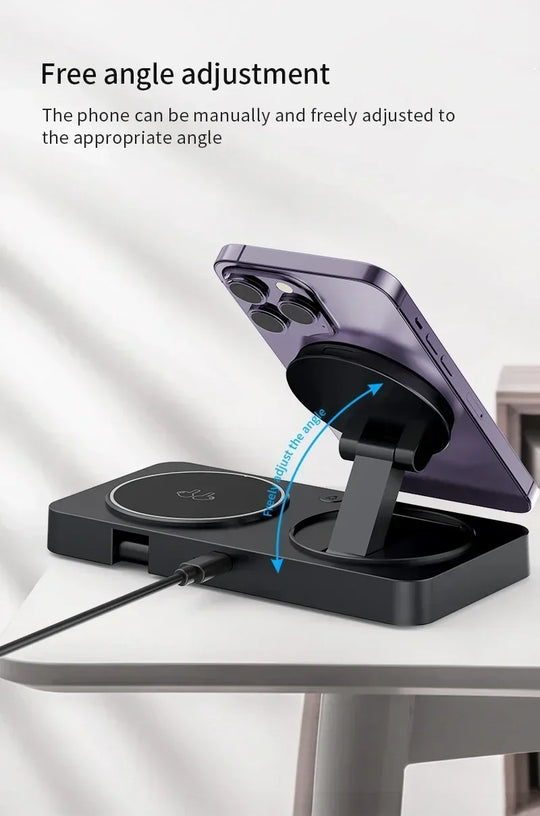 3 in 1 Magnetic Wireless Charger Foldable Phone Stand Fast Charging Station For iPhone 16 15 14 Pro Max iWatch 10 9 Airpods Pro2