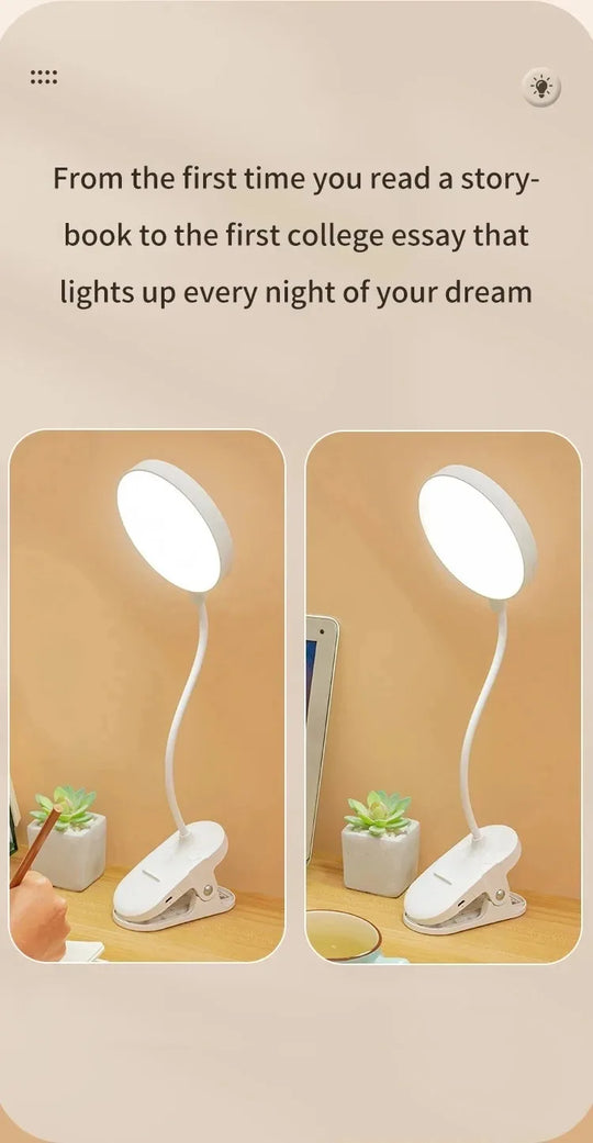Led Table Lamp USB Rechargeable Night Light With Folding Clamp Study Stand Read Lamp Touch 3 Modes Dimming Eye Protection Light