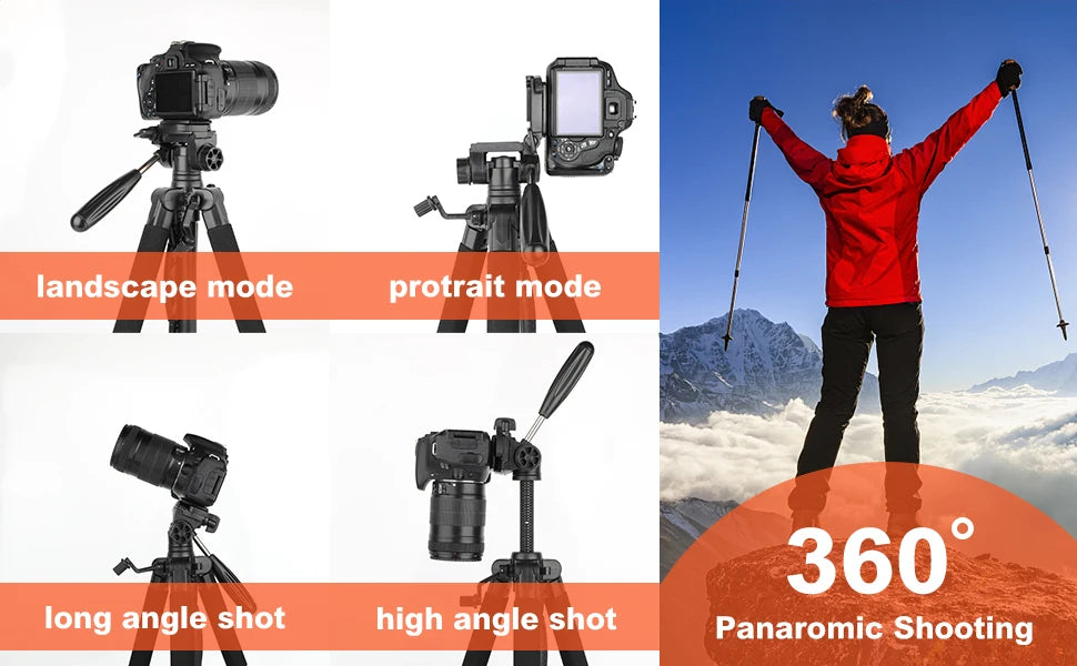 DSLR & Video Camera Stand with Phone Holder for Phones and Cameras