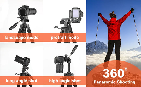 DSLR & Video Camera Stand with Phone Holder for Phones and Cameras