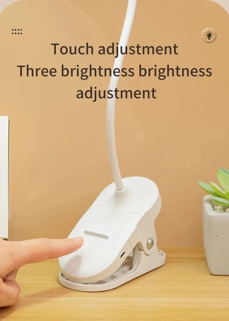 Led Table Lamp USB Rechargeable Night Light With Folding Clamp Study Stand Read Lamp Touch 3 Modes Dimming Eye Protection Light
