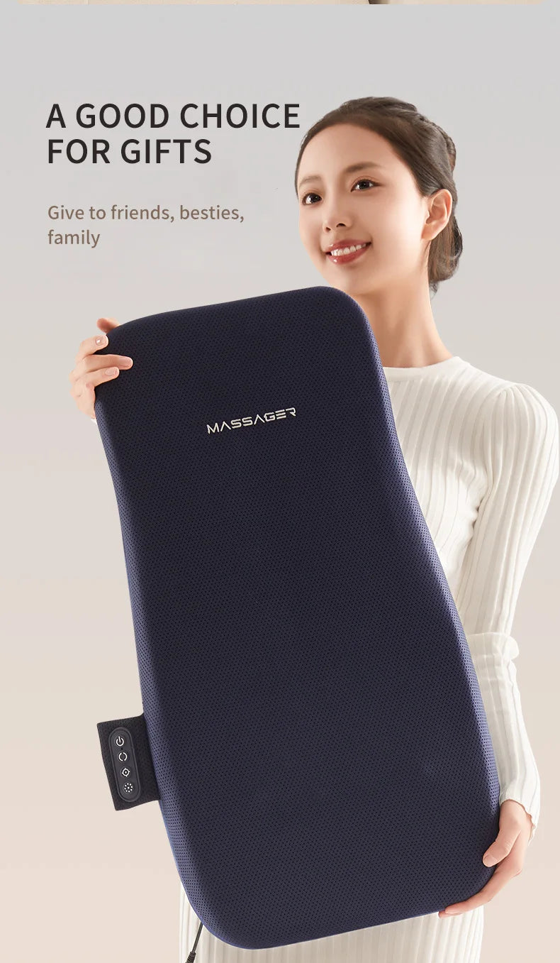 Shiatsu Neck and Back Massager with Heat Full Back Fixed Point Knead Rolling Ultra Slim Massage Cushion for Home Office Seat Use