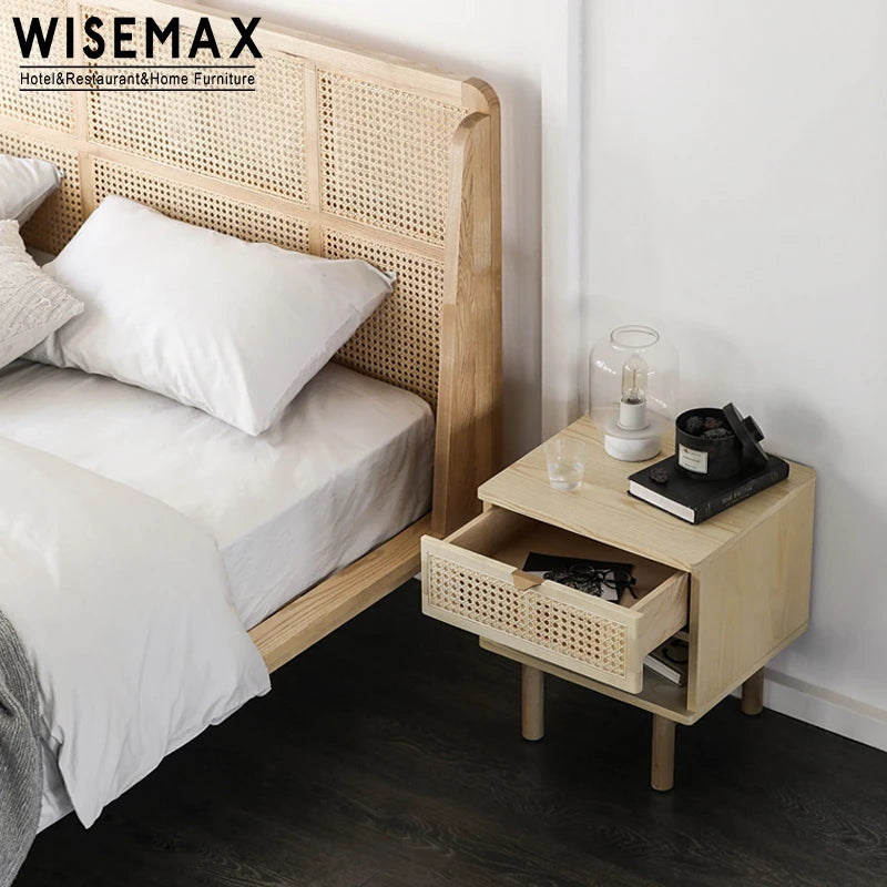 Modern Bedroom Furniture Wooden Bedside Table Nightstand Cabinet Bed End Side Table With Drawer For Home Use