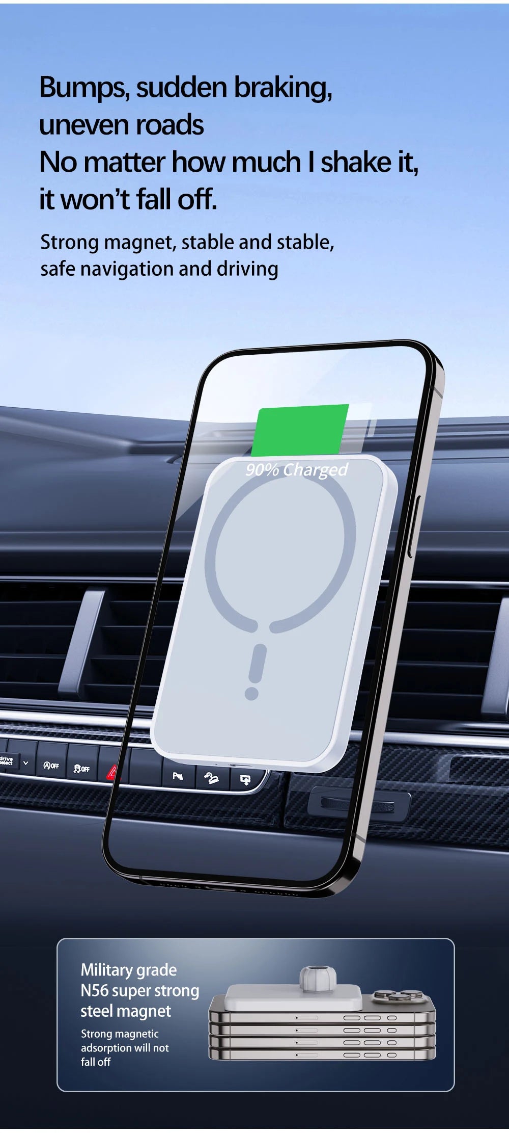 15W Magnetic Car Wireless Charger