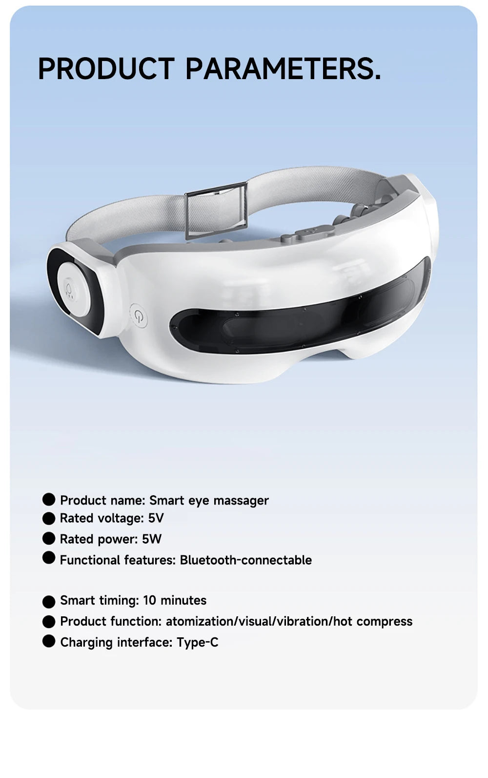 Eye Massager with Heat Smart Airbag Vibration Visible Eye Massage Hot Compress Bluetooth Music Eye Moistening Massager Device
