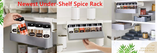 Kitchen Spice Rack Self-adhesive Wall-mounted Under-Shelf Seasoning Bottle Storage Rack Spice Organizer Kitchen Storage Rack