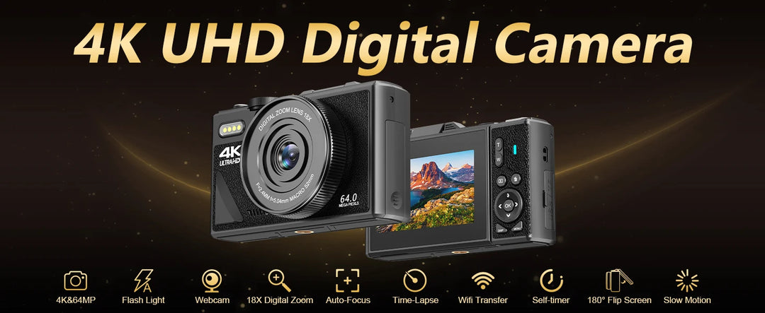 4K Camera & WiFi for YouTube Vlogging & Selfies
