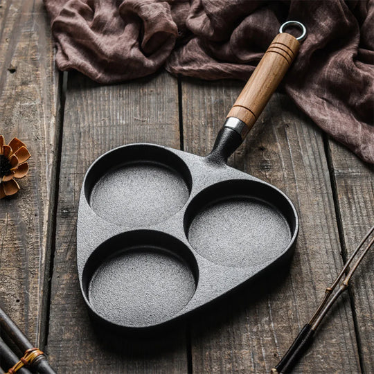 3/4/5 Hole Cast Iron Omelet Pan Non-Stick Cooking Egg Ham Pan Breakfast Grill Cooking Pot Egg Frying Pan Pancake Pan