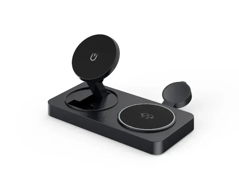3 in 1 Magnetic Wireless Charger Foldable Phone Stand Fast Charging Station For iPhone 16 15 14 Pro Max iWatch 10 9 Airpods Pro2