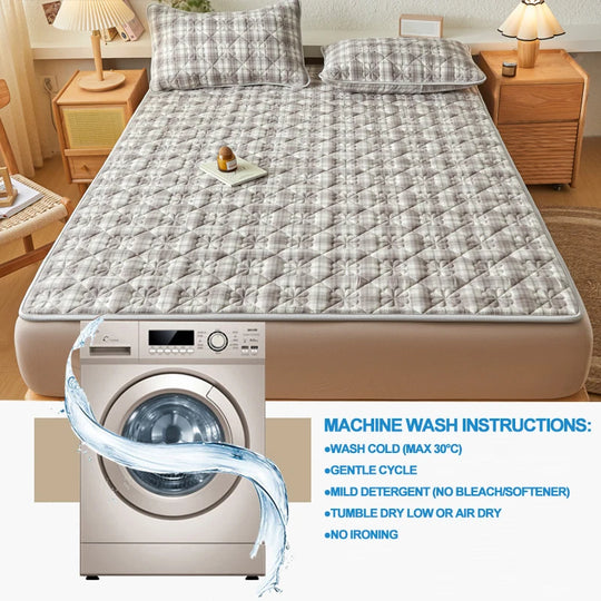 Super Comfort Mattress Cover- 100% Cotton Top Layer，Antibacterial & Anti-mites Mattress Protector with 4 Elastic Corner Straps
