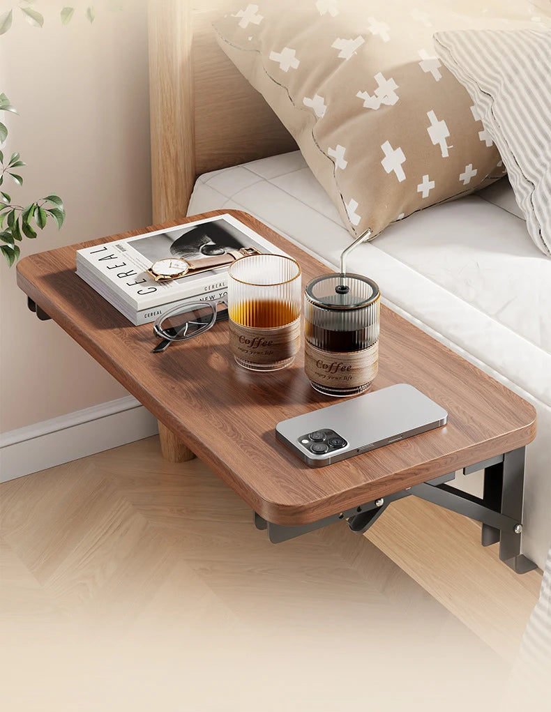 Foldable Collapsible Organizer Attachable Bedside Shelf Table Under Bed Mat Dorm Bunk Bed Storage for College Space Save