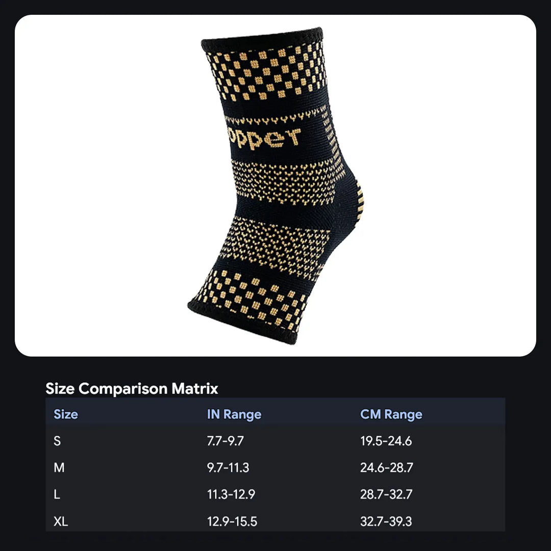 1pcs Copper Ankle Brace Infused Compression Sleeve Support Ankle Achilles Tendon Pain Relief Plantar Fasciitis Sprained Unisex