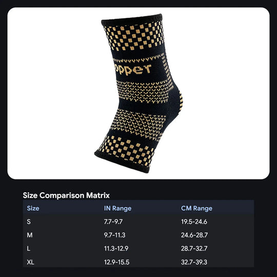 1pcs Copper Ankle Brace Infused Compression Sleeve Support Ankle Achilles Tendon Pain Relief Plantar Fasciitis Sprained Unisex