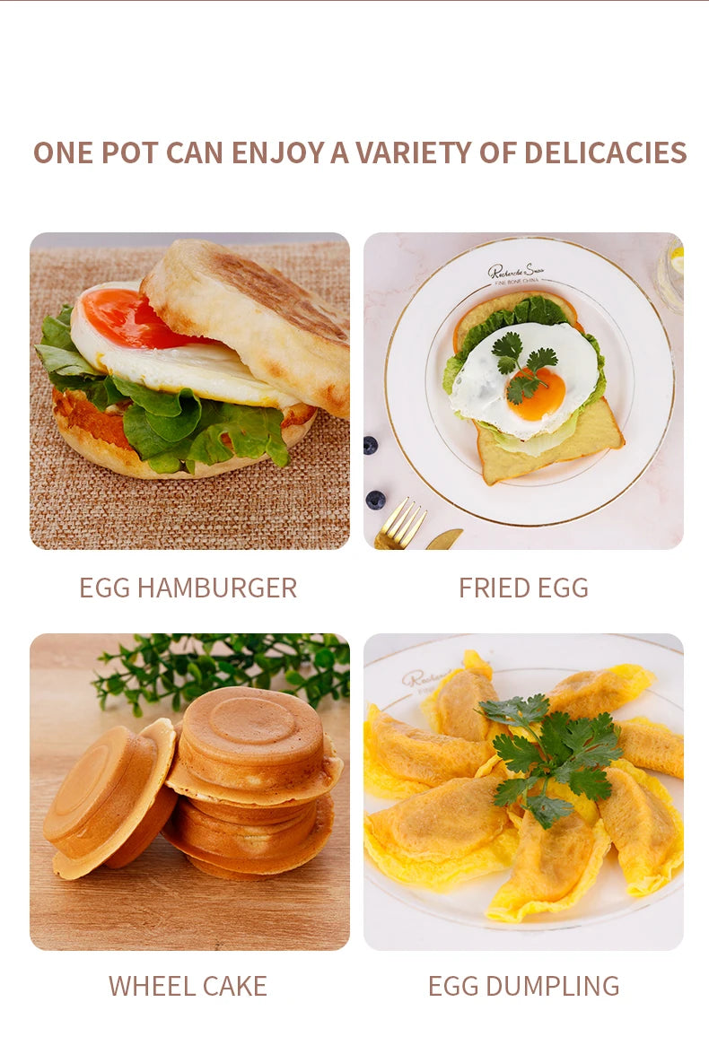 Four Holes Egg Pancake FYI Pan Frying Nonstick Pans and Pot Skillet 4 Eggs Stove Omelet Ham Maker for Kitchen Tool with Lid