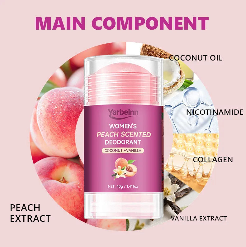 peach Deodorant set - 72H Freshness, Aluminum-Free, Sweet Scent for Women, School Safe for Sensitive Refreshing and non-greasy
