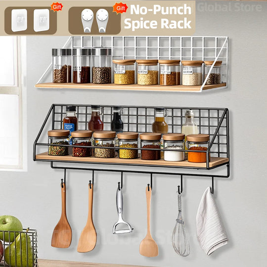No-Drill Wall-Mounted Kitchen Spice Rack