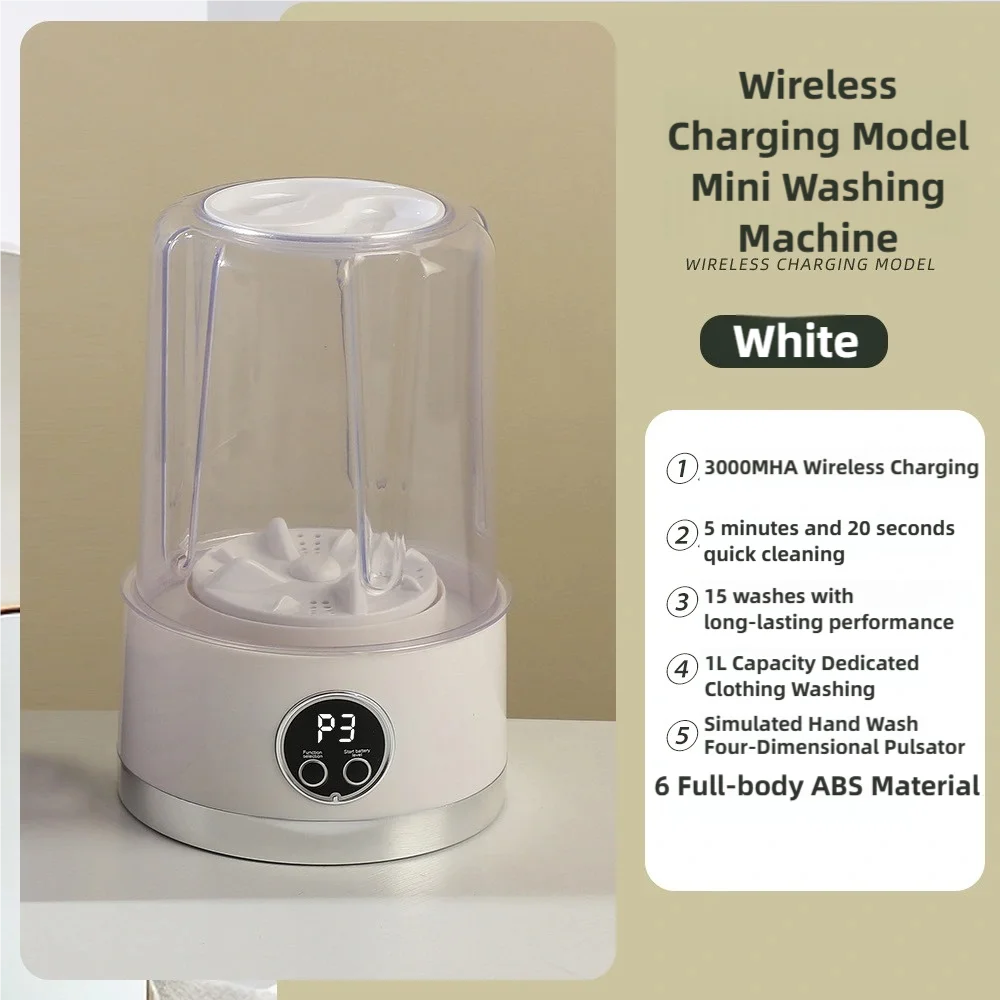 Cordless 1L Mini Washer USB Rechargeable 3000mAh 2-Speed Portable For Travel Socks Underwear Clothes Washing Cups