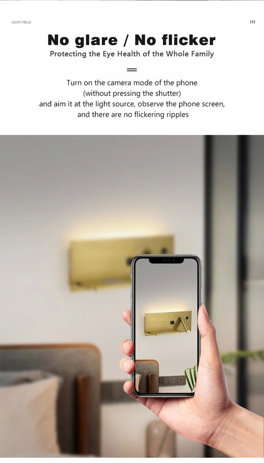 LED Wall Lamp Modern Multifunctional with Wireless Charging USB Interface Bedroom Night Light Indoor Decoration Lighting