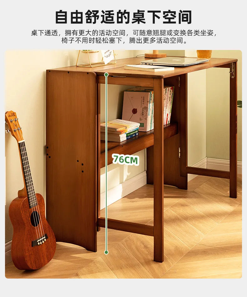 Folding Desk Computer Table Office Desk Student Home Small Desktop Solid Wood Bedroom Bedside Writing Workstation