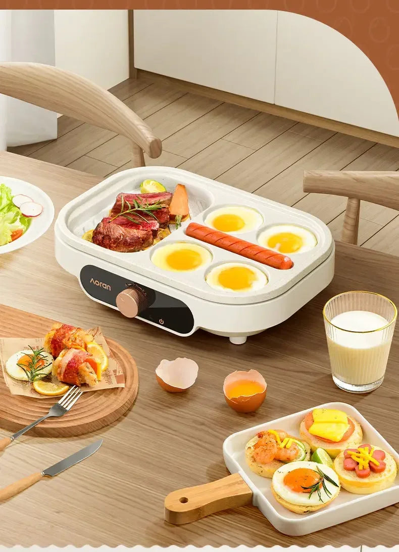 Fried egg barbecue burger machine non-stick small flat household frying pan breakfast egg burger pancake pan four-hole fried egg