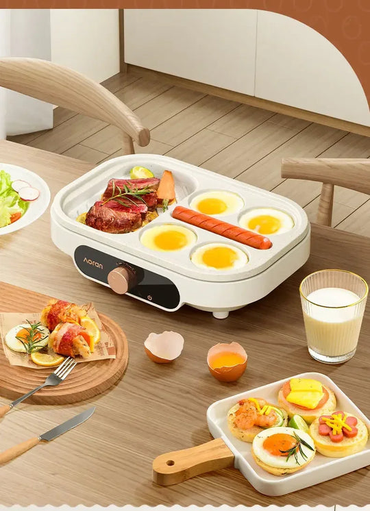 Fried egg barbecue burger machine non-stick small flat household frying pan breakfast egg burger pancake pan four-hole fried egg