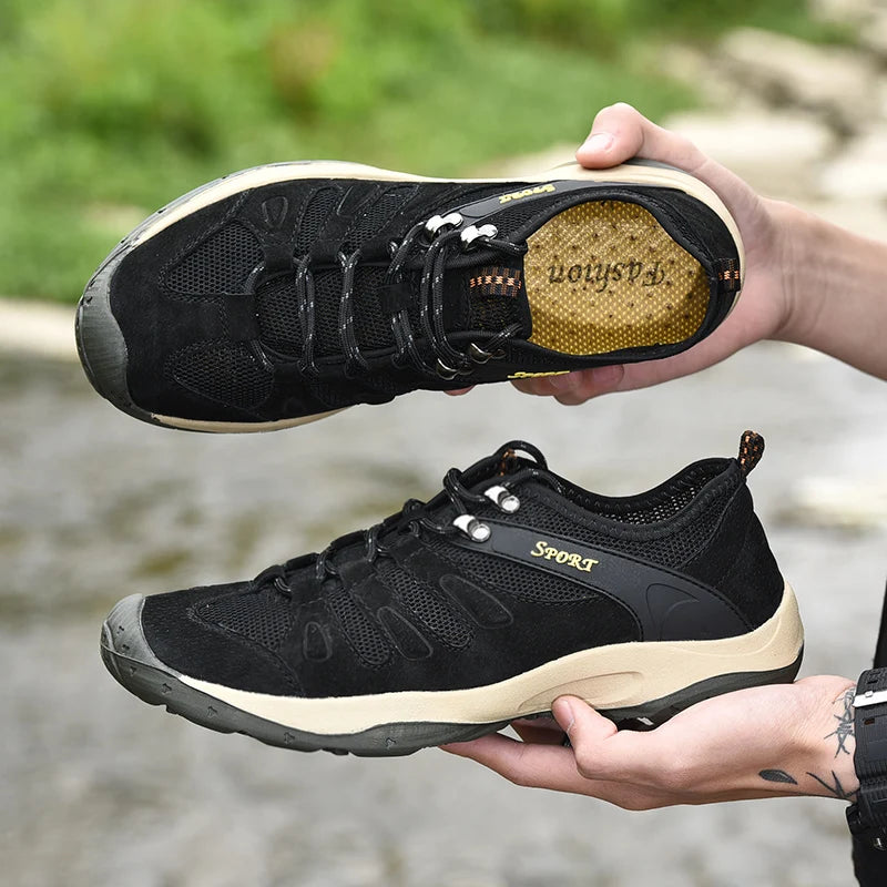 New Low-Top Lace-Up Hiking Shoes for Men Outdoor Hiking Shoes Travel Casual Shoes Breathable Treking Footwear Non-Slip Sneakers
