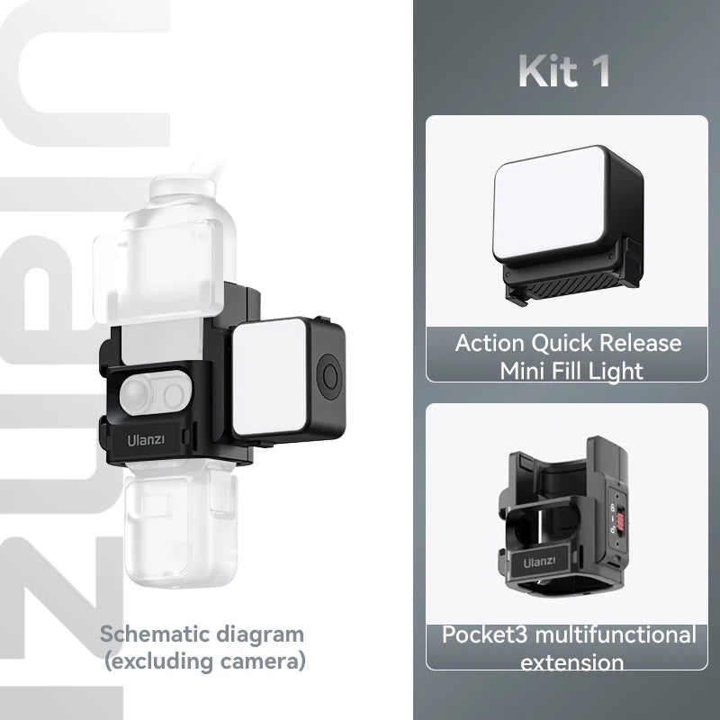 Ulanzi LM18 Led Video Fill Light IPX5 Waterproof  Magnetic 5600K for DJI Osmo Action 5/4/3 & Pocket 3 Action Camera Accessories