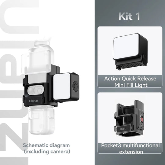 Ulanzi LM18 Led Video Fill Light IPX5 Waterproof  Magnetic 5600K for DJI Osmo Action 5/4/3 & Pocket 3 Action Camera Accessories