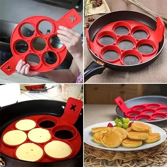 Silicone 7-hole Circular Frying Pan Breakfast Pancake Mold DIY Baking Tool
