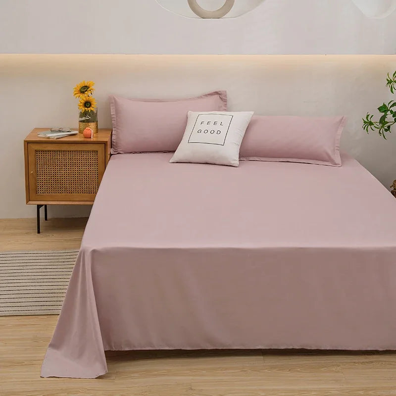 Soft Home Bed Linen Sheets Bed Flat Sheet for Double Bed Plain Solid Color Top Sheets Single/Queen/King Flat Bedsheets