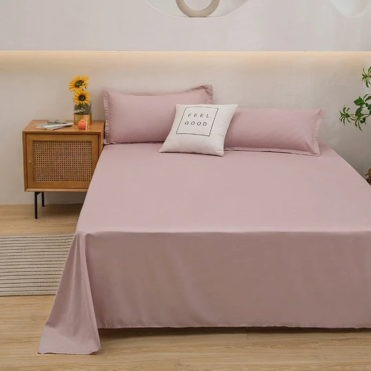 Soft Home Bed Linen Sheets Bed Flat Sheet for Double Bed Plain Solid Color Top Sheets Single/Queen/King Flat Bedsheets