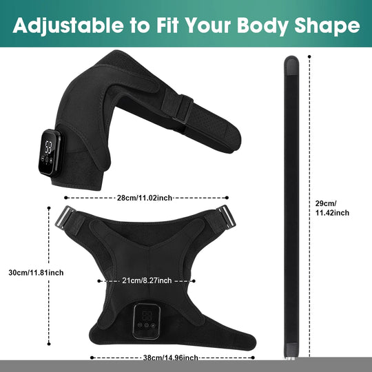 Electric Heating Shoulder Knee Massager with 3 Levels Vibration Muscle Relax Belt for Arm Enlarge Size for Shoulder