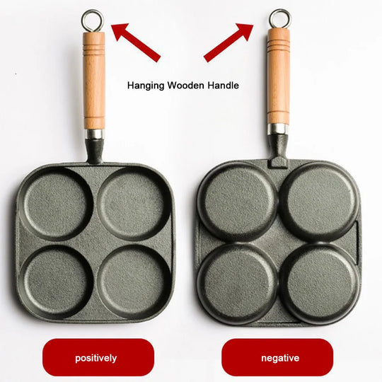 3/4/5 Hole Cast Iron Omelet Pan Non-Stick Cooking Egg Ham Pan Breakfast Grill Cooking Pot Egg Frying Pan Pancake Pan