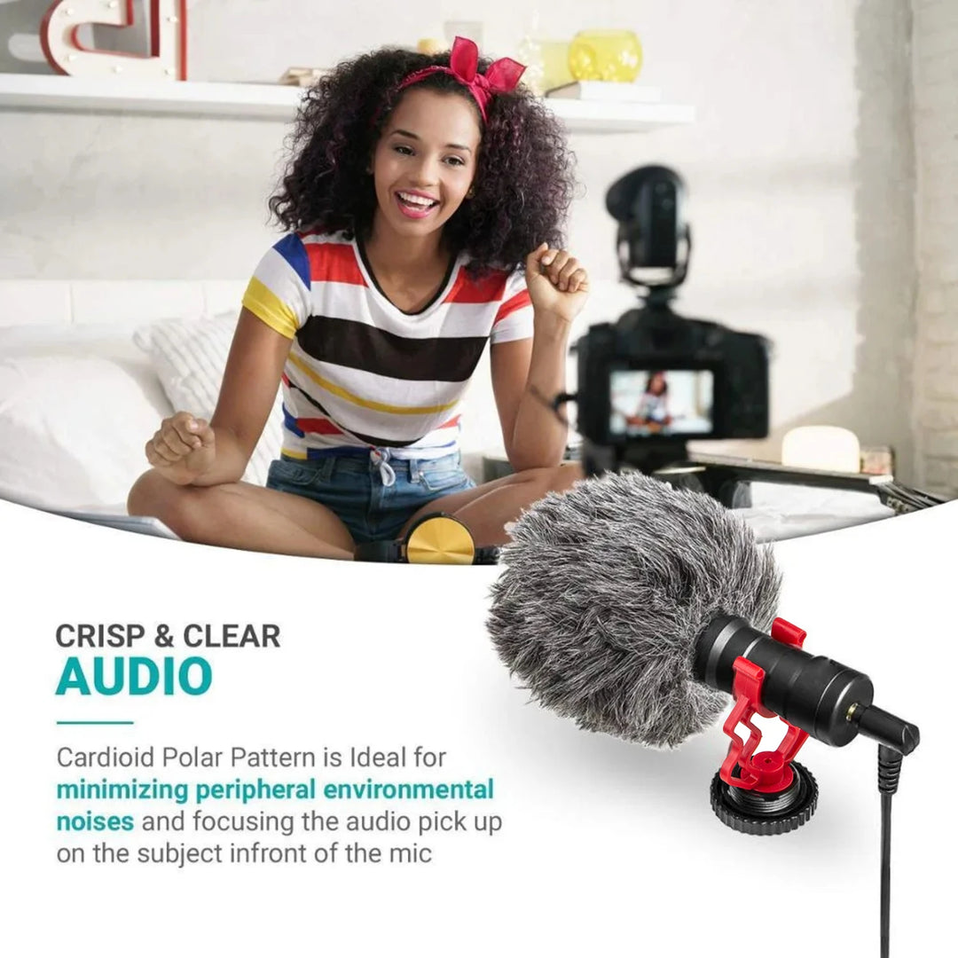 Professional Interview Condenser Video Shotgun Microphone with 3.5mm Audio Cable for DSLR DV Camcorder iPhone Andoid Smartphone