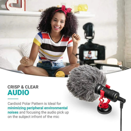 Professional Interview Condenser Video Shotgun Microphone with 3.5mm Audio Cable for DSLR DV Camcorder iPhone Andoid Smartphone