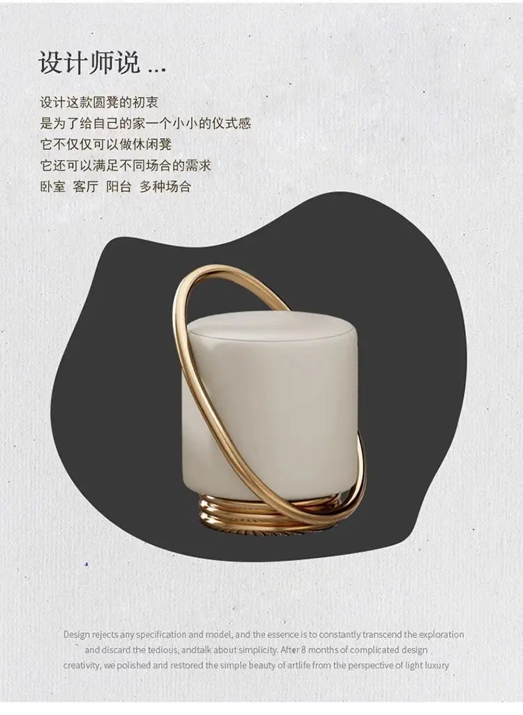 Dressing Table, Stool, Home Living Room Coffee Table, Simple Bedroom Makeup Sofa, Nordic Modern Light Luxury Round Dressing